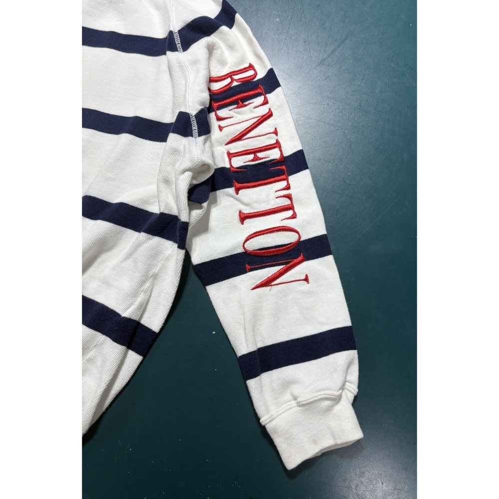 Vtg United Colors of Benetton Striped Crewneck Sweatshirt Large Italy 80s 90s - Picture 2 of 14